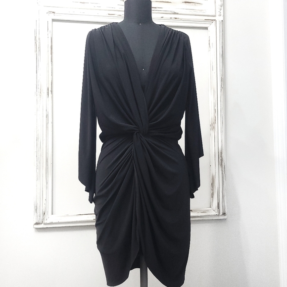 Misa Los Angeles Draped Teget Fluid Stretch Witchycore Dress - Picture 3 of 13